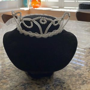 Vintage Small Crown Veil Faux Pearl Lace Short Veil